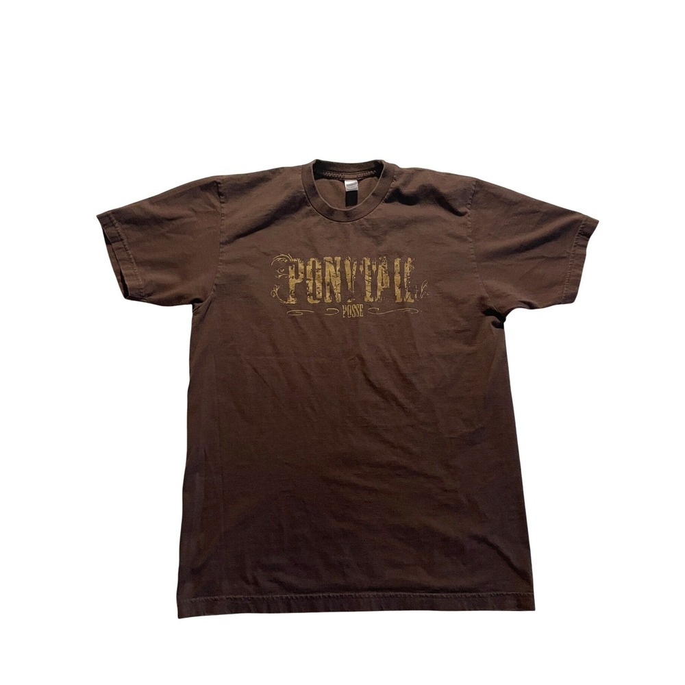 Cotton Brown Ponytail Posse Graphic T-Shirt Size M